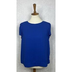 J. by J. Crew Women's Blouse Cap Sleeve Lined Blue Size 8